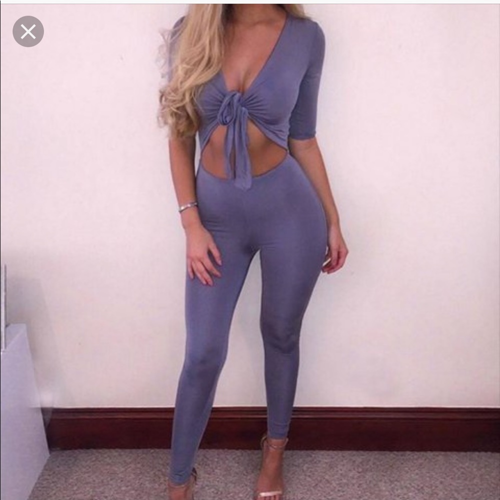 KNOT GONNA HAPPEN MULTIWAY SLINKY JUMPSUIT IN GREY